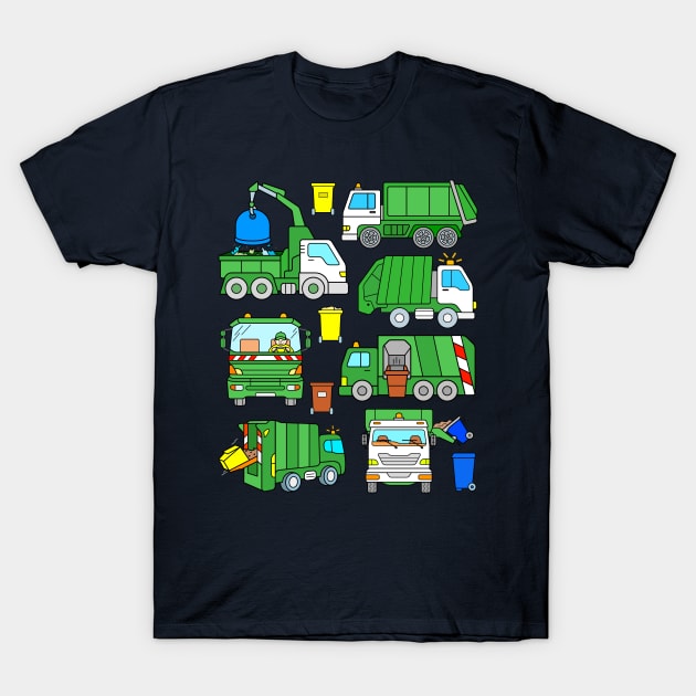 Green Garbage Truck Design T-Shirt by samshirts